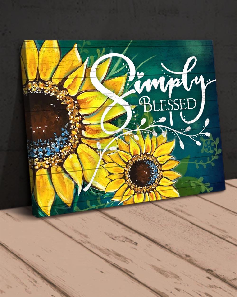 Hippie Sunflower Simply Blessed Wall Art Canvas