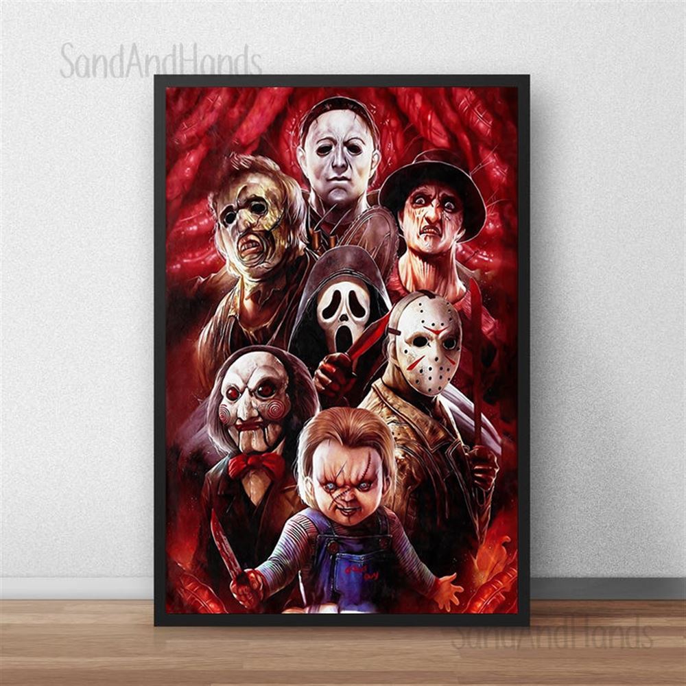 Horror Characters Friends Halloween Poster Wall Art Decor