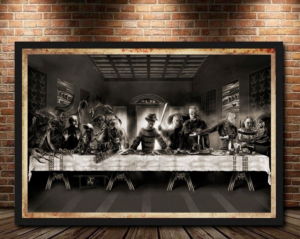 Horror Characters The Last Supper Halloween Poster Wall Art Decor