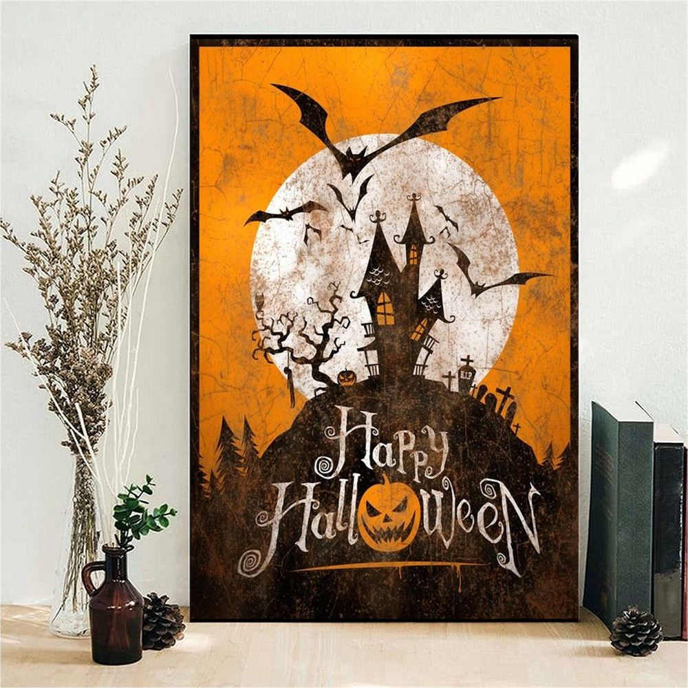 Horror Pumpkin Halloween Poster Wall Art Decor