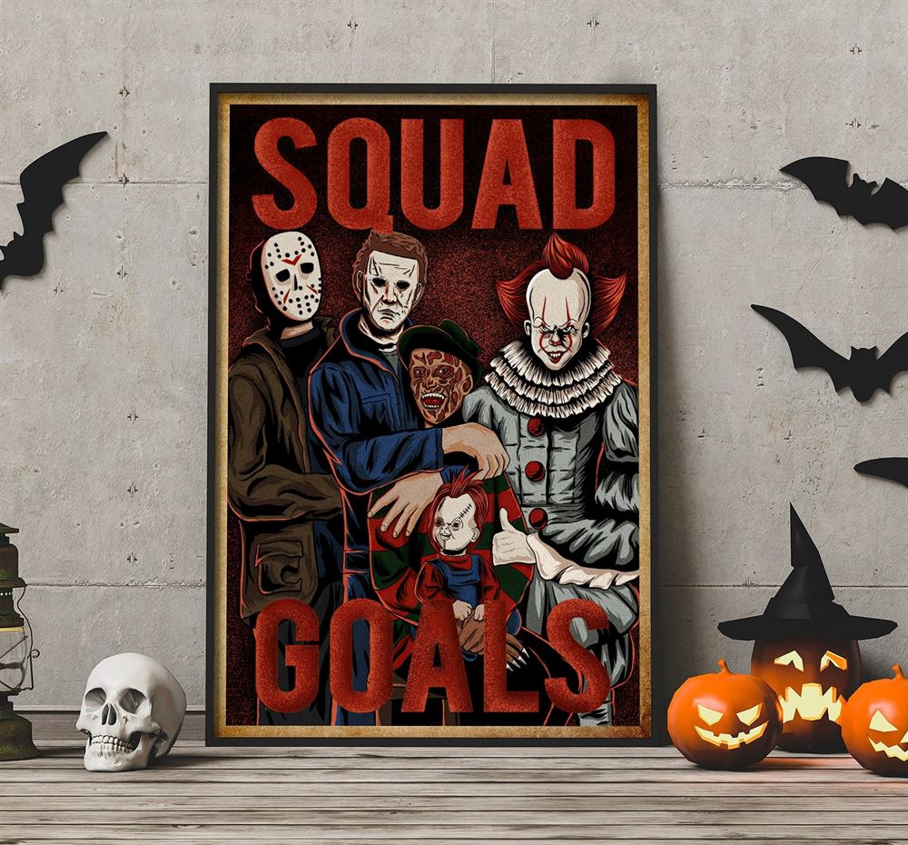 Horror Squad Goals Halloween Poster Wall Art Decor