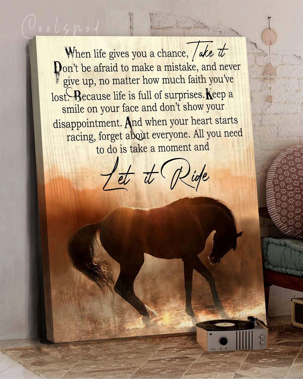 Horse Art Canvas Let It Ride Motivational Wall Art Canvas