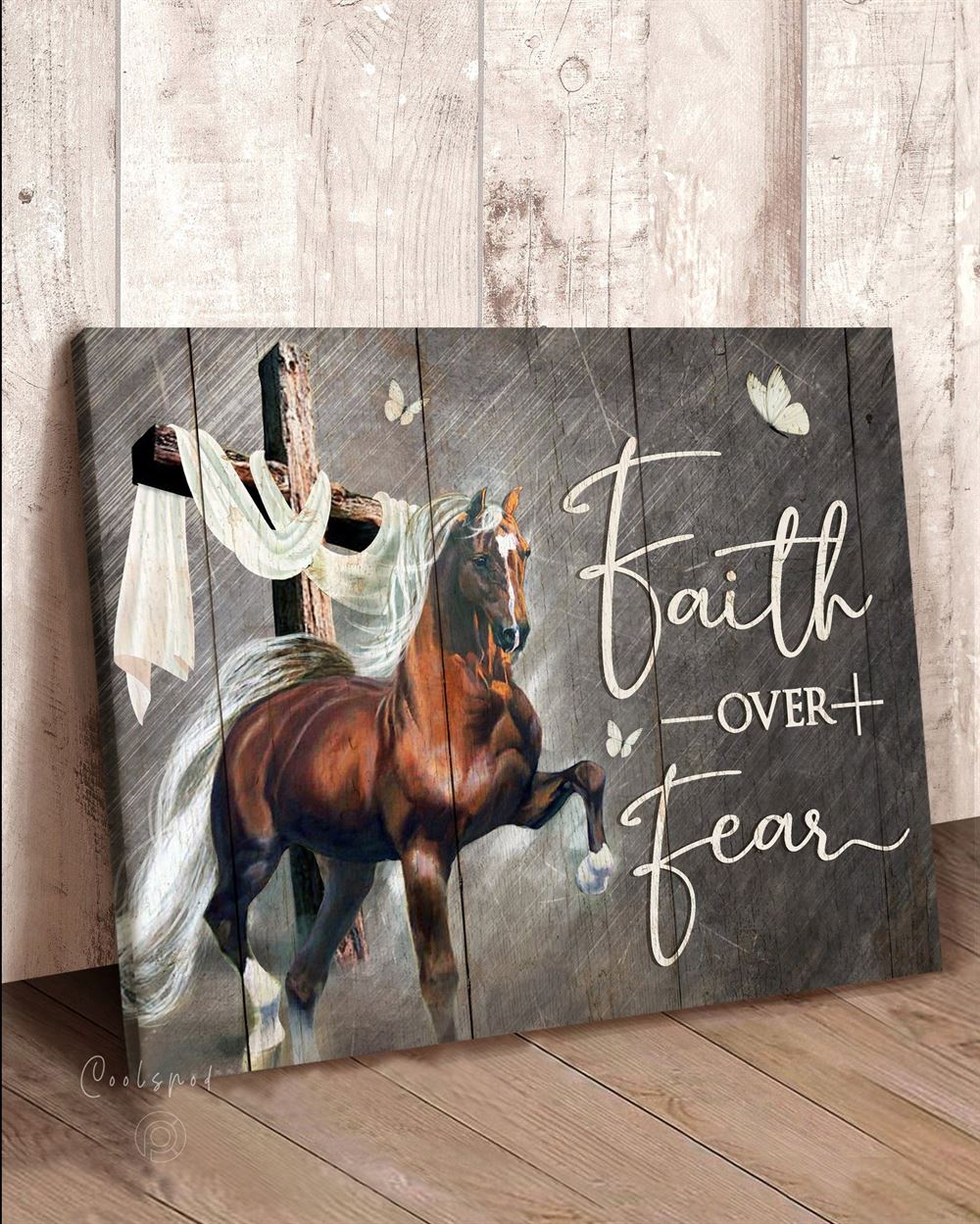 Horse Decor Wall Art Canvas Decor Faith Over Fear Cross Art Top 3 Home Decor