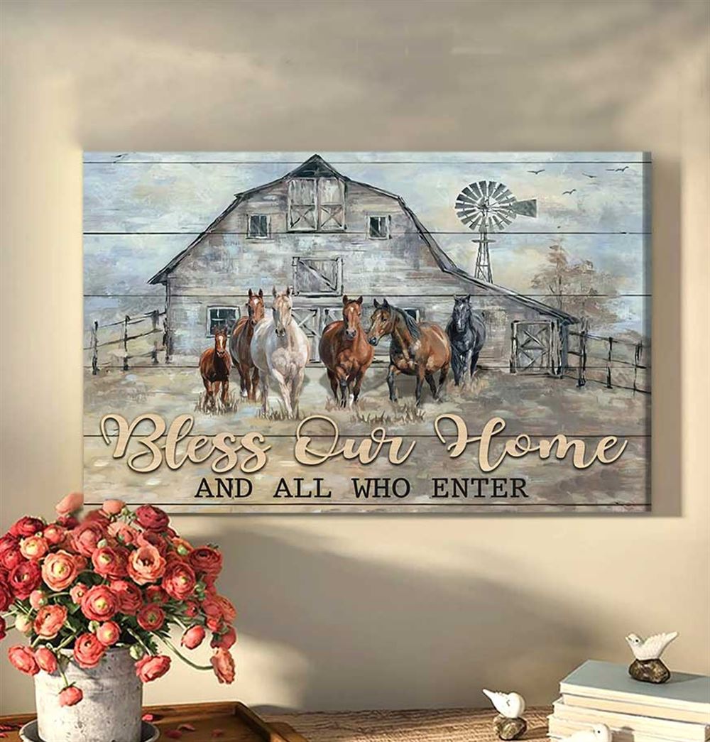 Horse Living Room Canvas Bless Our Home And All Who Enter