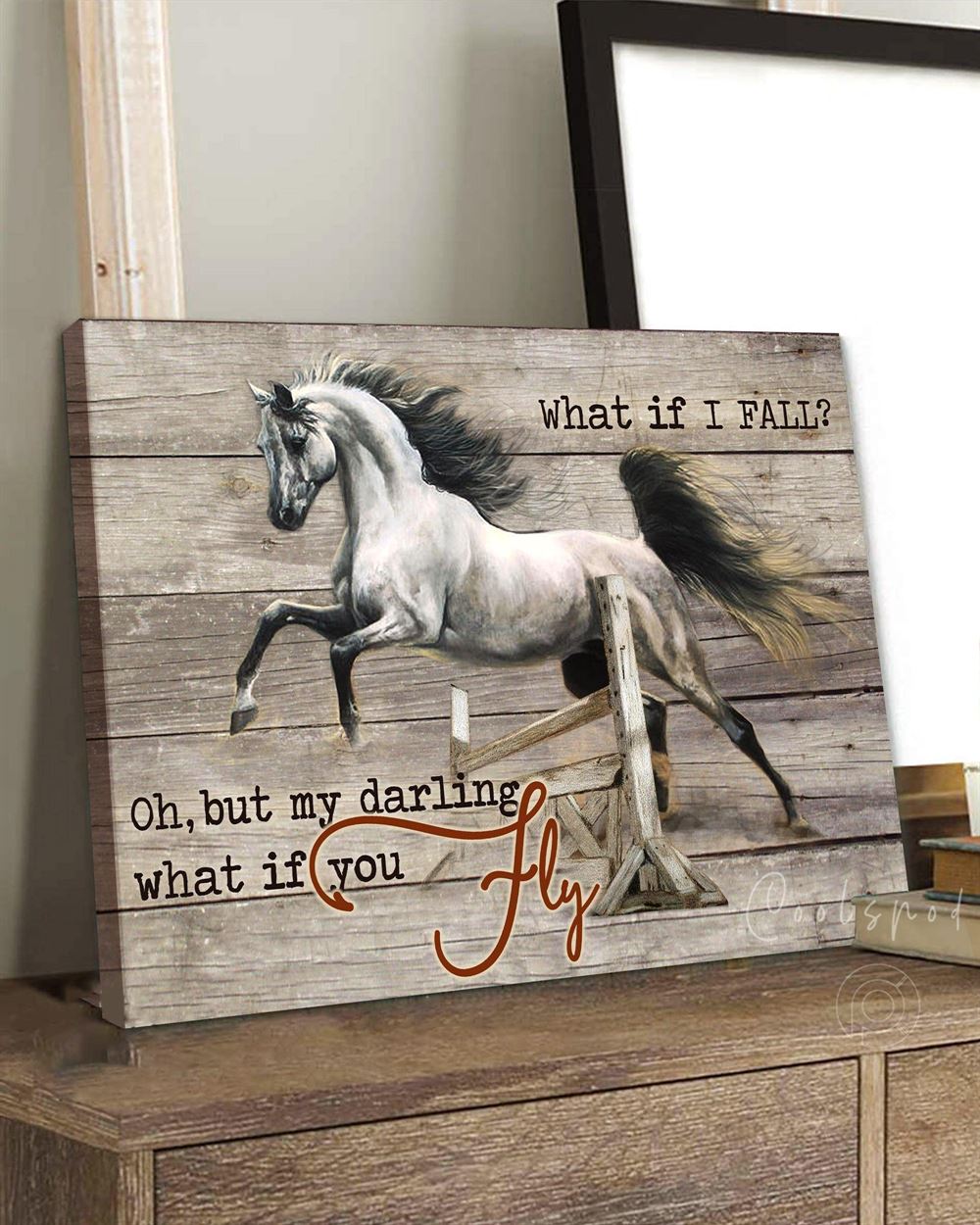 Horse What If I Fly Horse Signs Motivation Quote Wall Art Canvas