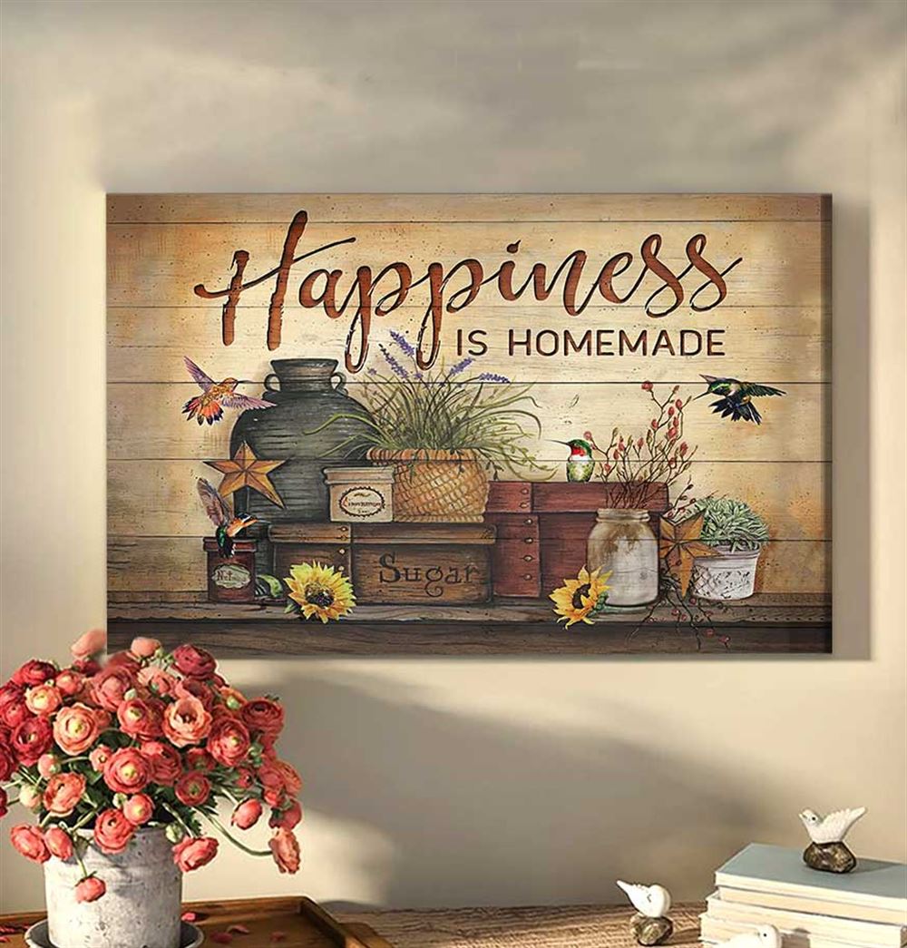 Hummingbird Happiness Is Homemade Wall Art Canvas