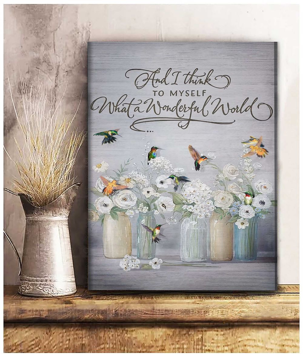 Hummingbird What A Wonderful World Wall Art Canvas