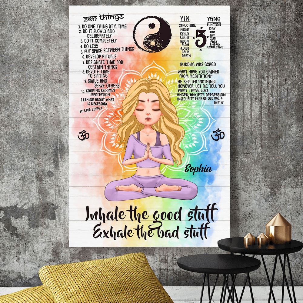 Inhale The Good Stuff Exhale The Bad Stuff Personalized Custom Yoga Poster Gift For Yoga Lovers Yoga Girl