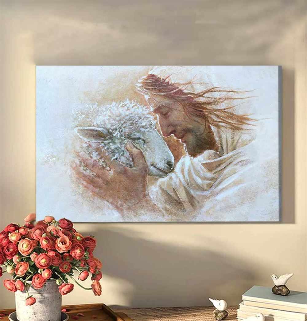 Jesus And The Sheep Canvas Wall Art