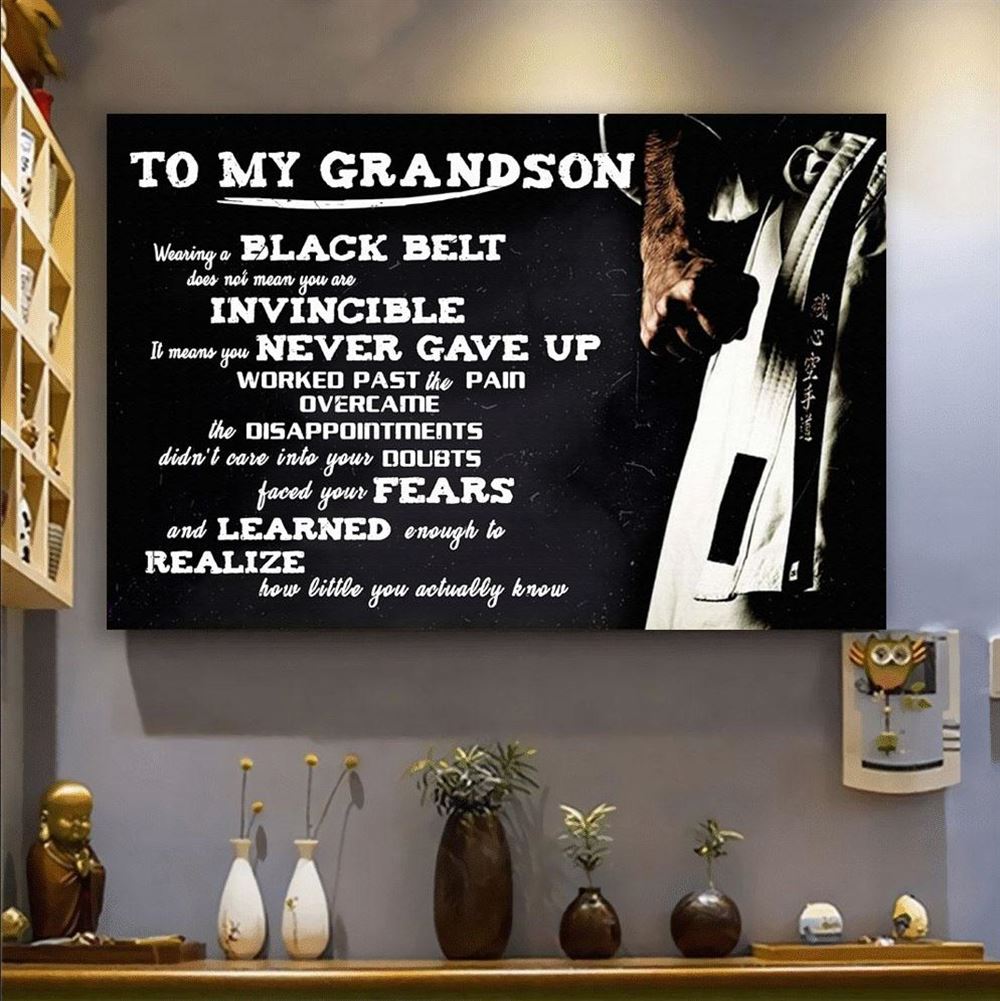 Karate Grandson Canvas Wall Art To My Grandson Wearing A Black Belt Gift Ideas For Grandson Canvas