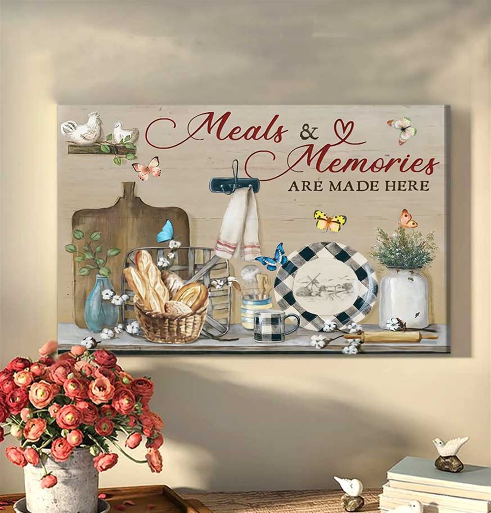 Kitchen Canvas Meals And Memories Are Made Here Butterfly Wall Art Dining Room Decor