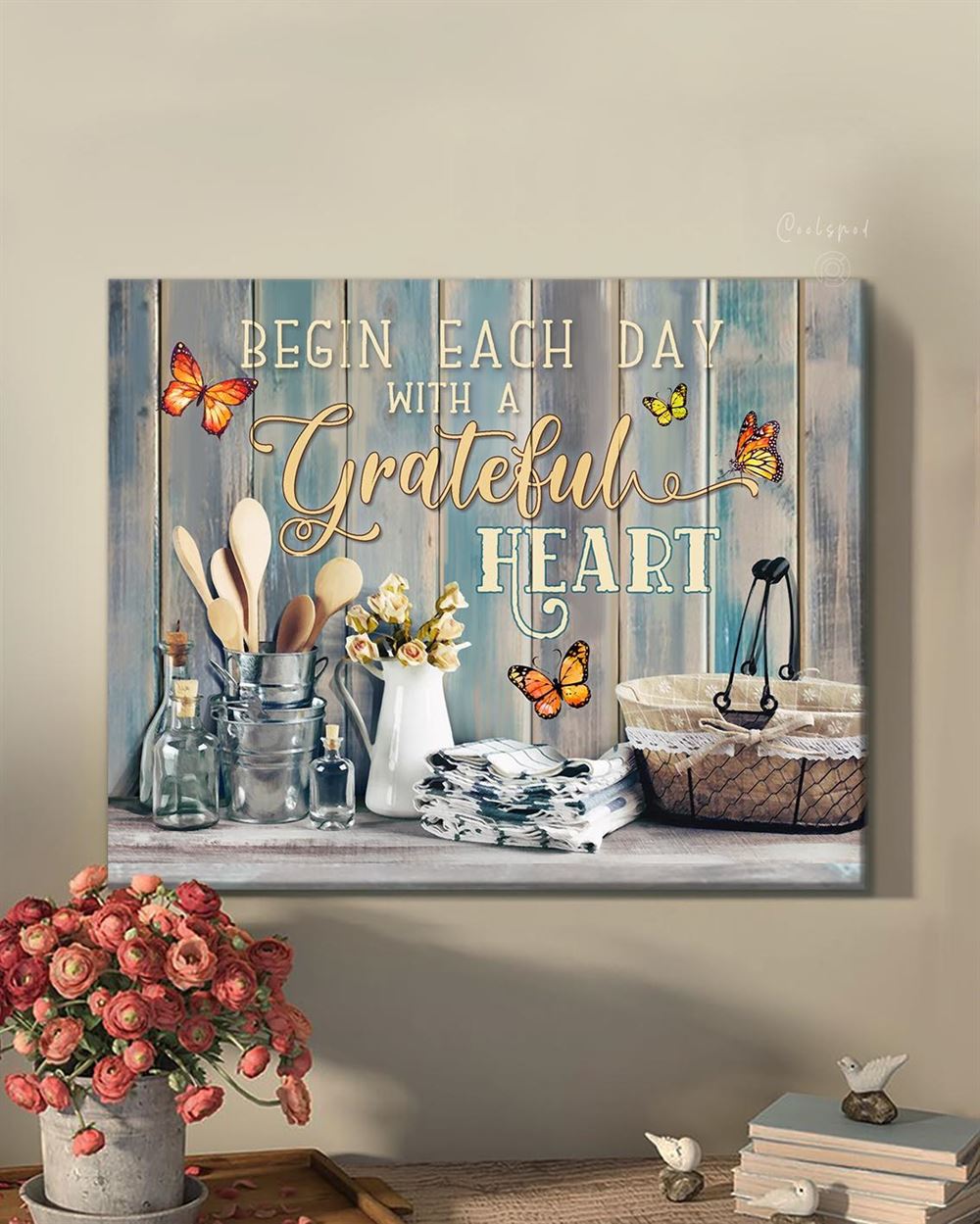 Kitchen Farmhouse Decor Wall Art Begin Each Day With A Grateful Heart Top 3 Home Decor