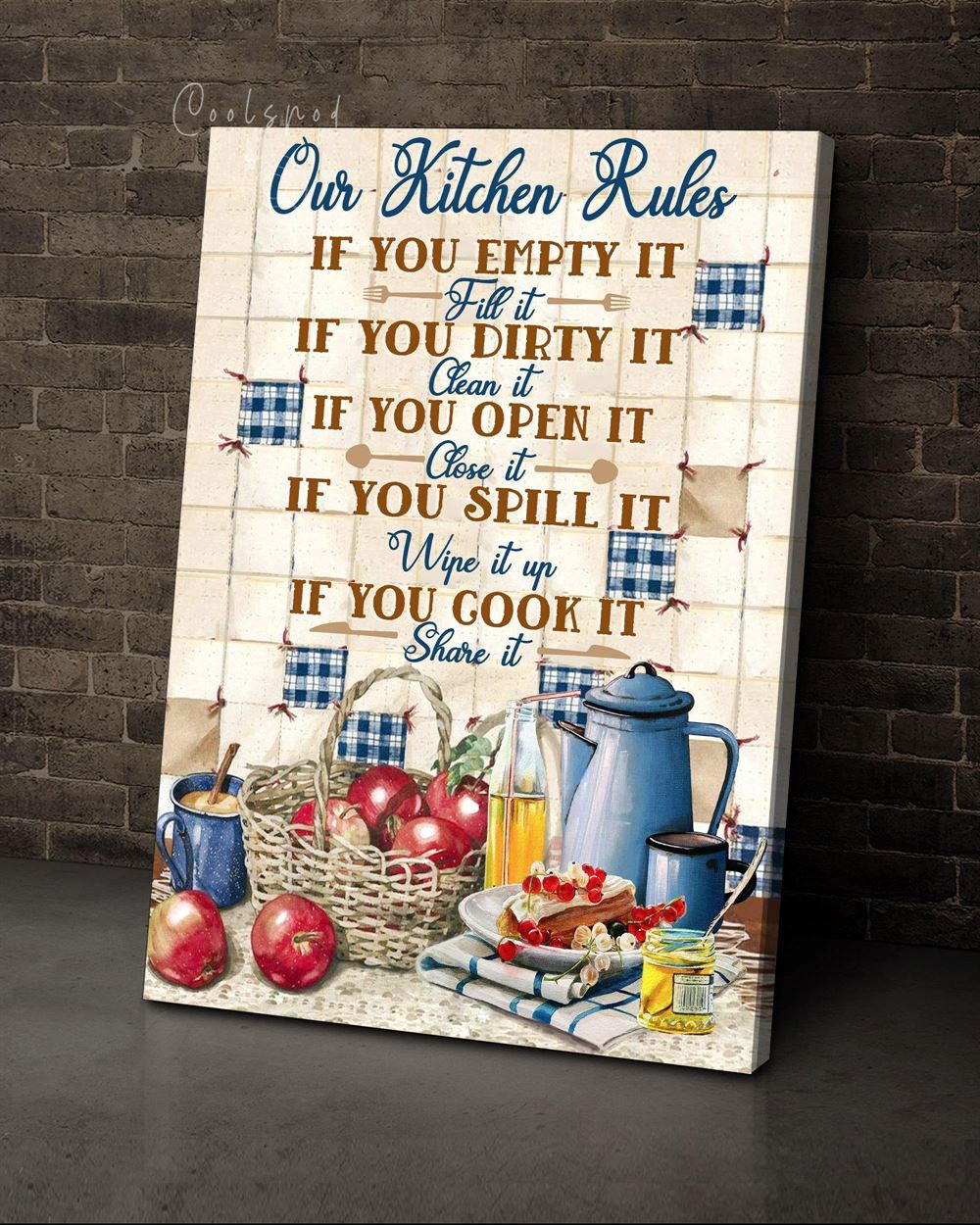 Kitchen Kitchen Rules Kitchen Sign Kitchen Ware Cooking Ware Kitchen Cabinet Wall Art Canvas