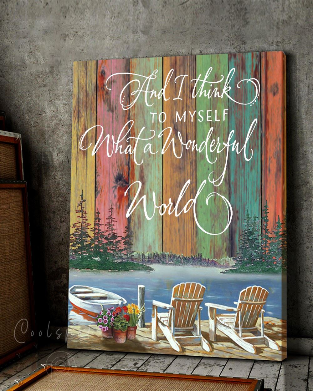 Lake House Wonderful World Oop Wall Art Canvas