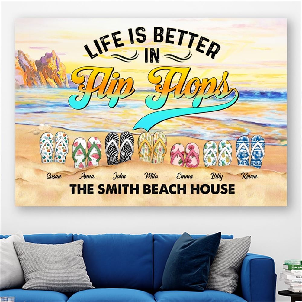 Life Is Better In Flip Flops Personalized Custom Flip Flops Canvas Poster Print