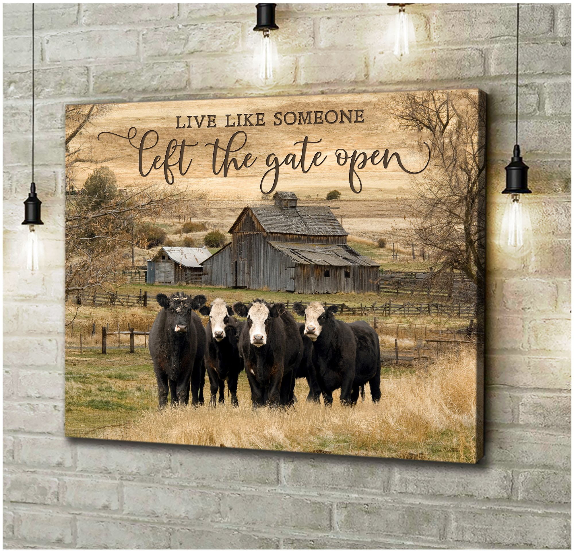 Live Like Someone Left The Gate Open Cows Canvas Wall Art Decor - Oh Canvas