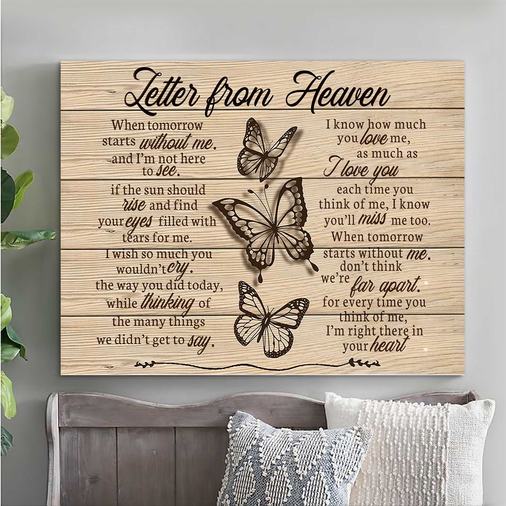 Loss Gift Butterfly Letter From Heaven When Tomorrow Starts Without Me Butterfly Canvas