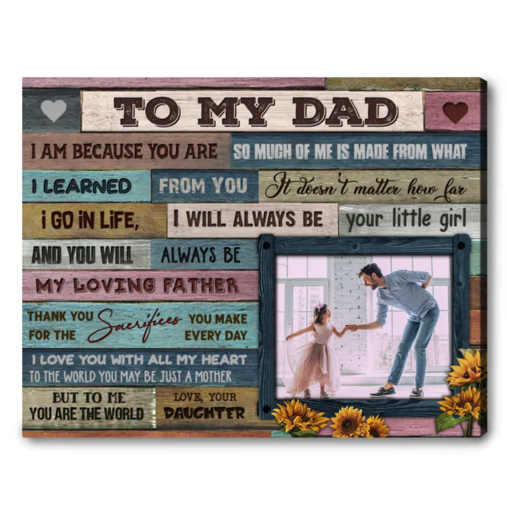 Meaningful Gift For Dad Custom Photo Gift To My Dad Canvas Wall Art Dad Gifts From Daughter