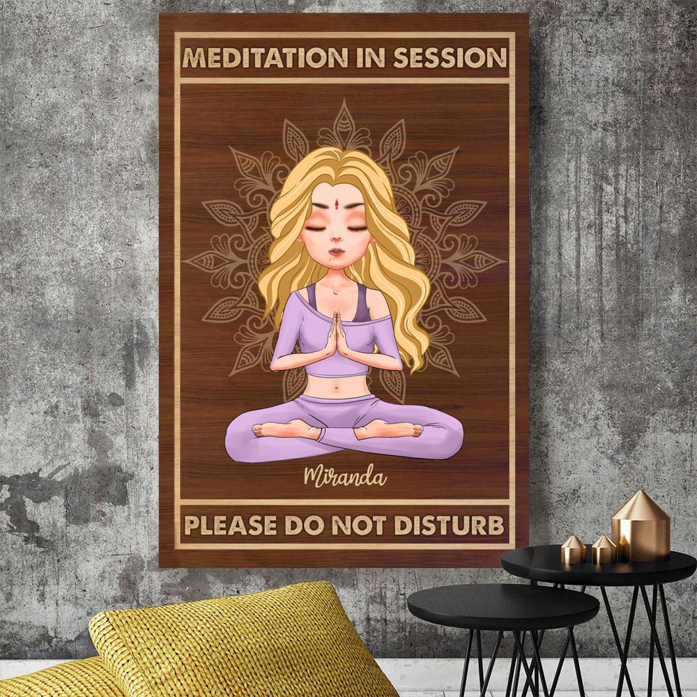 Meditation In Session Please Do Not Disturb Personalized Custom Yoga Poster Gift For Yoga Lovers