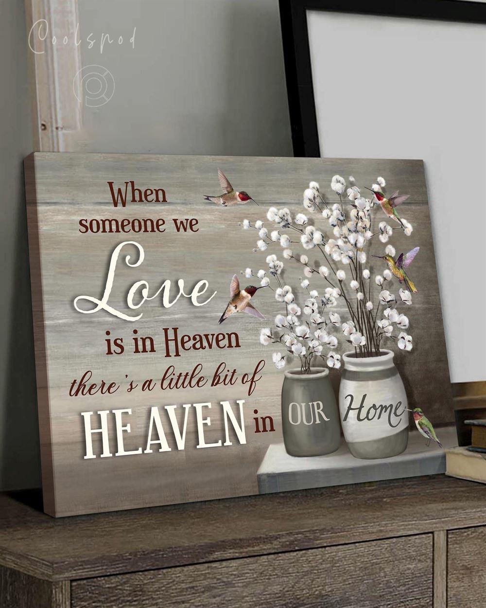 Memorial Gift Canvas Heaven Hummingbirds Cotton Flowers Top 5 Benicee