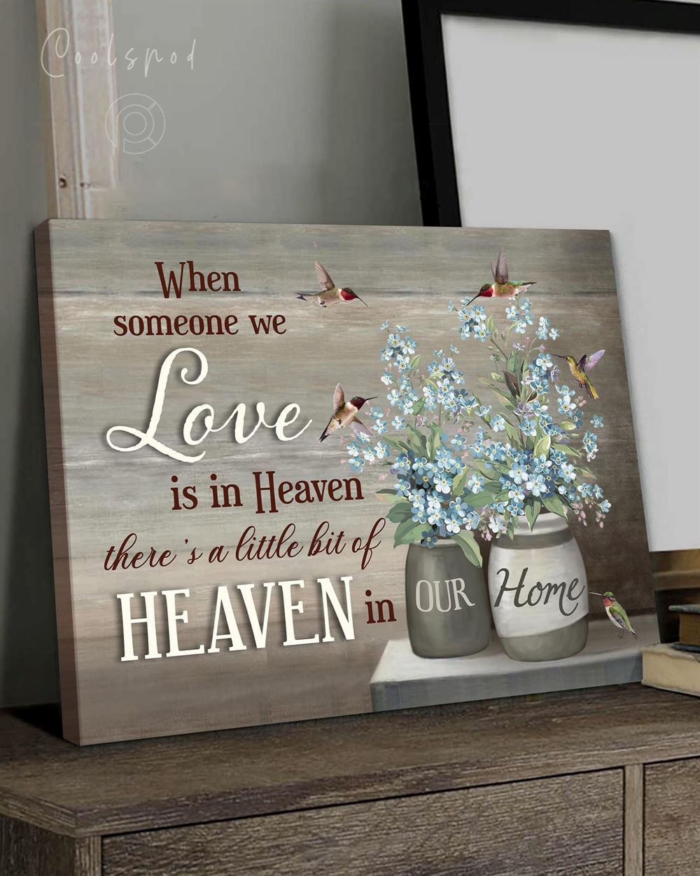 Memorial Gift Canvas - Heaven Hummingbirds Forget Me Not Flowers Top 5 Benicee