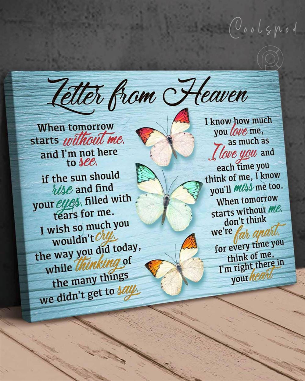 Memorial Gift Canvas - Letter From Heaven Blue Color Version Top 10 Benicee