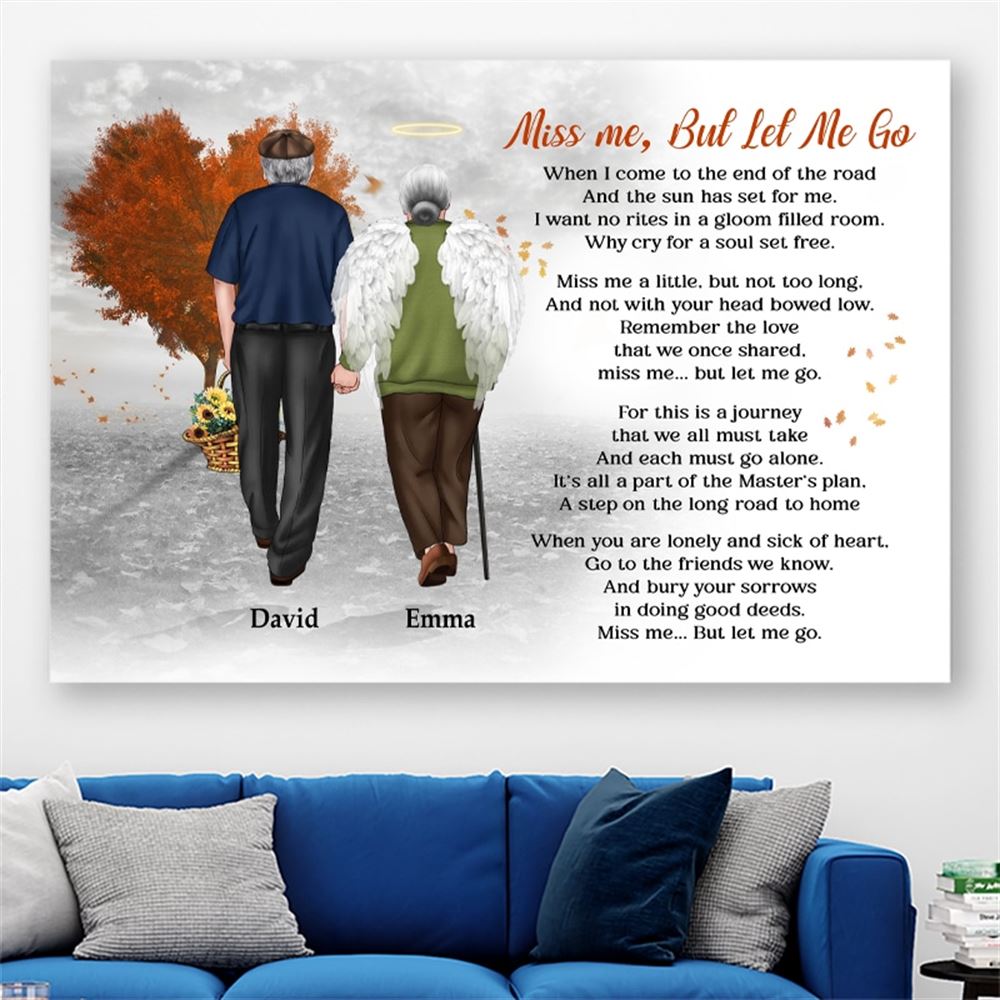 Miss Me But Let Me Go Personalized Heaven Couple Postercanvas Printed Memorial Gift For Couple