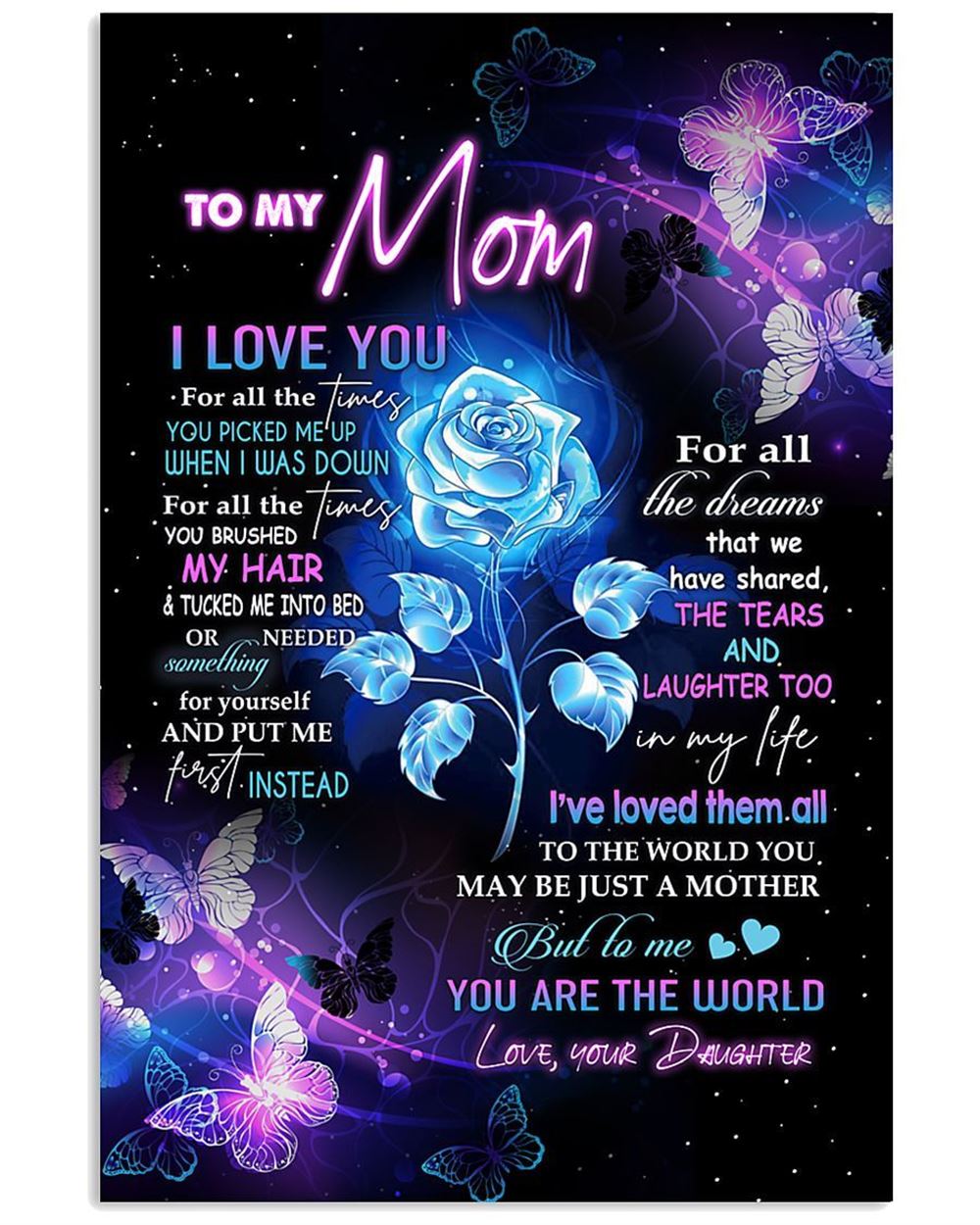 Mom Canvas Best Gift For Mothers Day To My Mom I Love You For All Times Flowers Canvas Lovely Gift