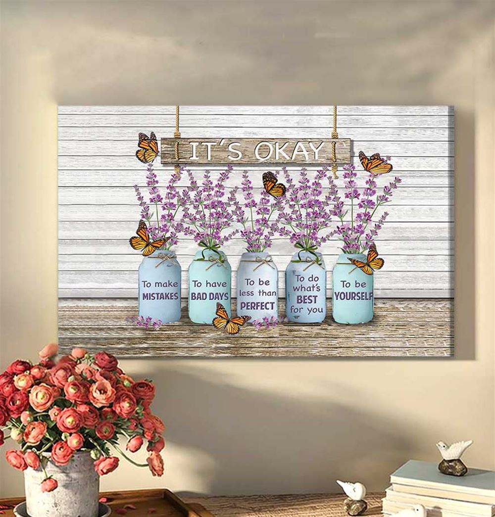 Monarch Butterfly Lavender Flower Canvas Wall Art Its Okay To Make Mistakes