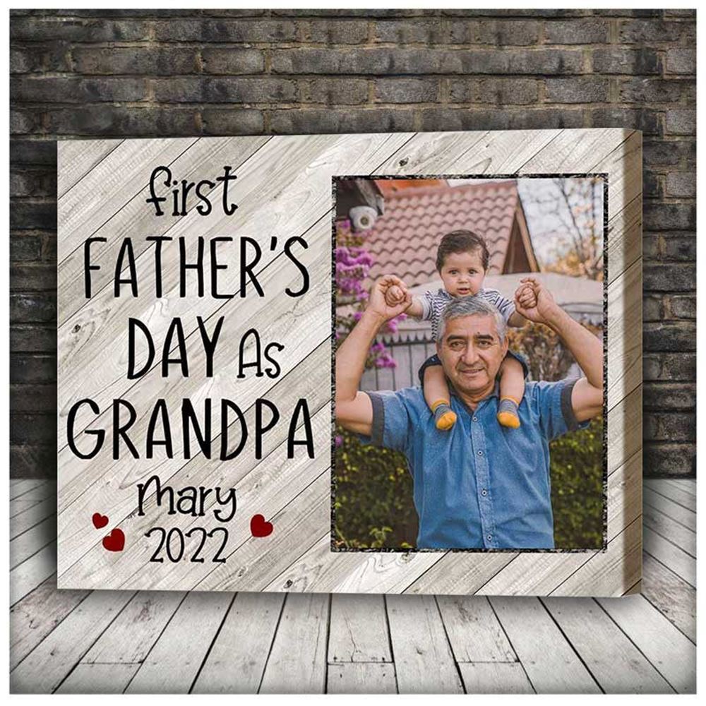 New Grandpa Gift First Fathers Day Canvas For Grandpa Papa 1st Fathers Day Gift Frame Wall Art