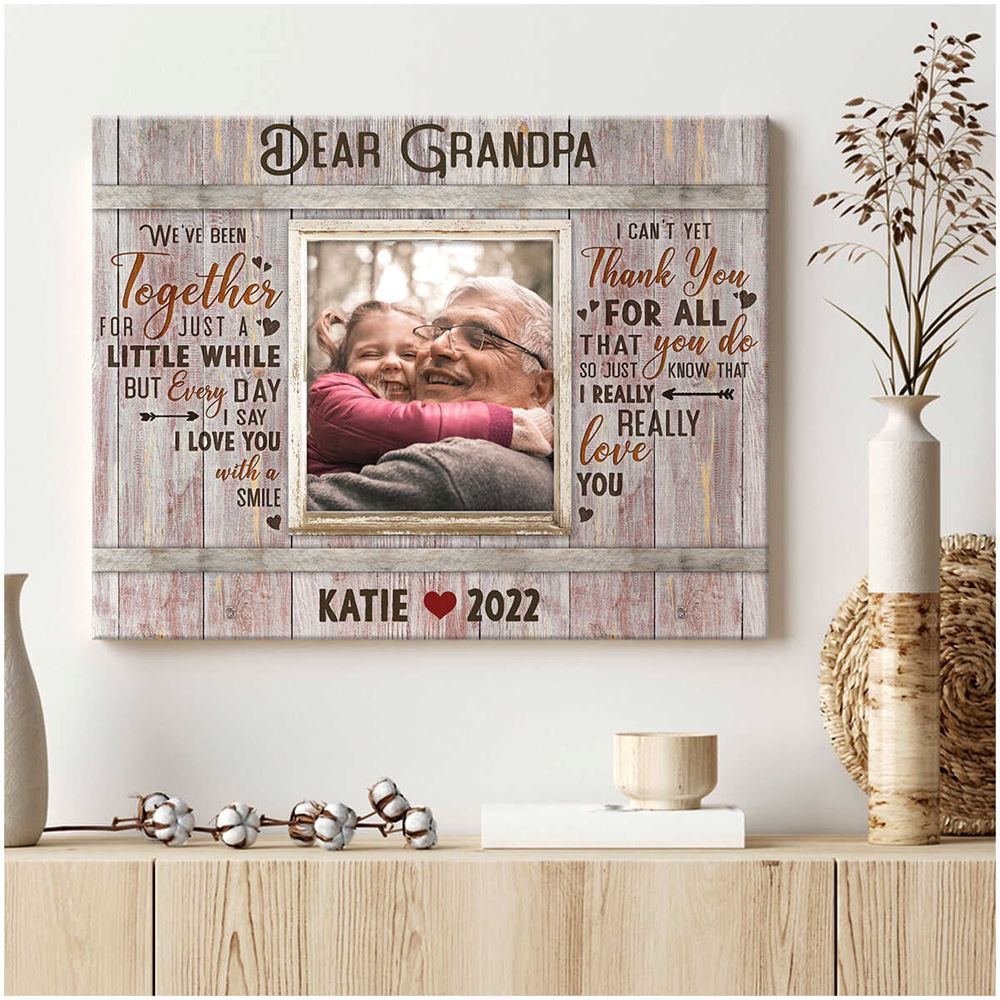 New Papa Gift Personalized First Fathers Day Gift For Grandpa Canvas Living Room Wall Art