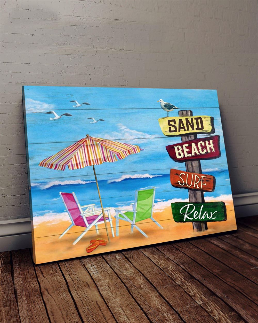 Ocean Sand Beach Wall Art Canvas