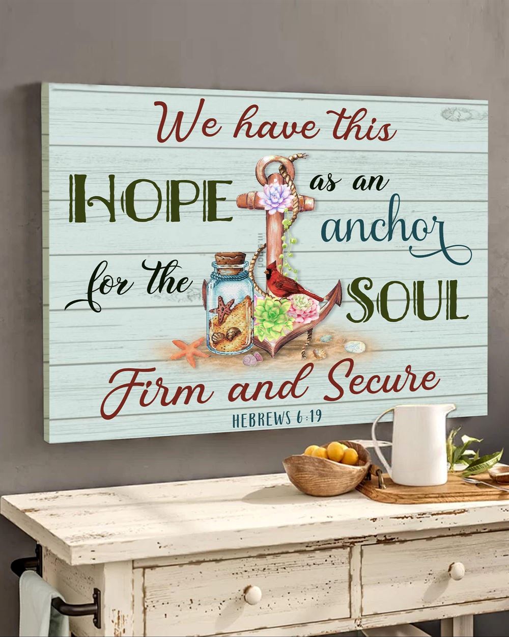 Ocean We Have This Hope As An Anchor Wall Art Canvas