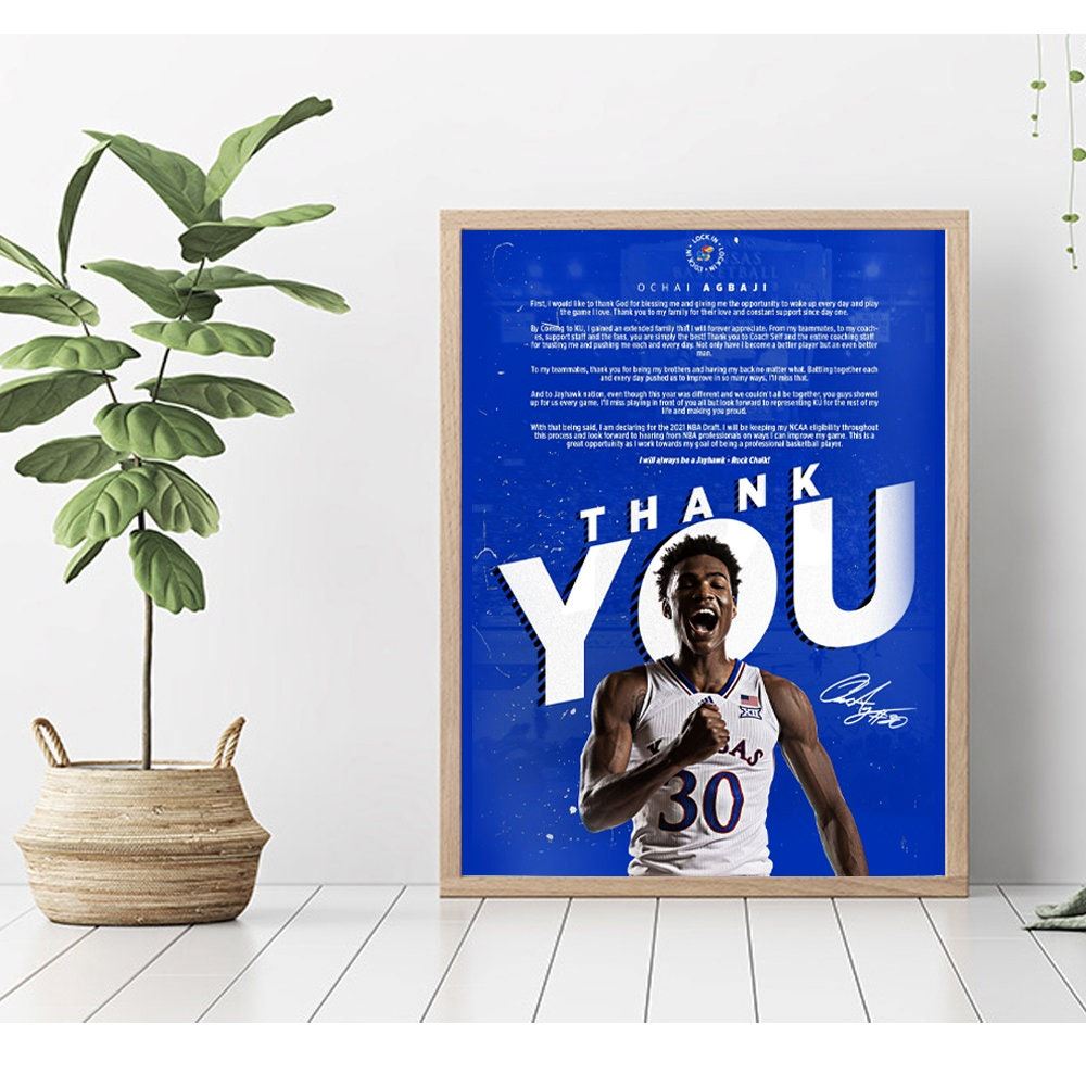 Ochai Agbaji Kansas City Champion Men Basketball No Framed Poster