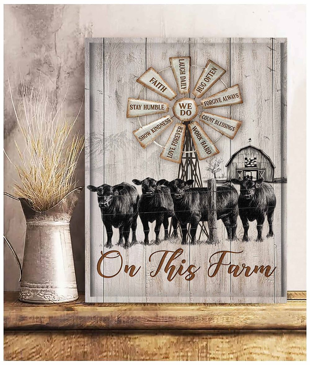 On This Farm Cow And Farm Canvas Wall Art Decor