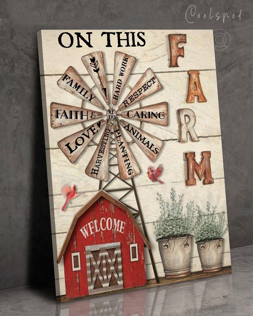 On This Farm We Do Family Wildmill Oop Wall Art Canvas