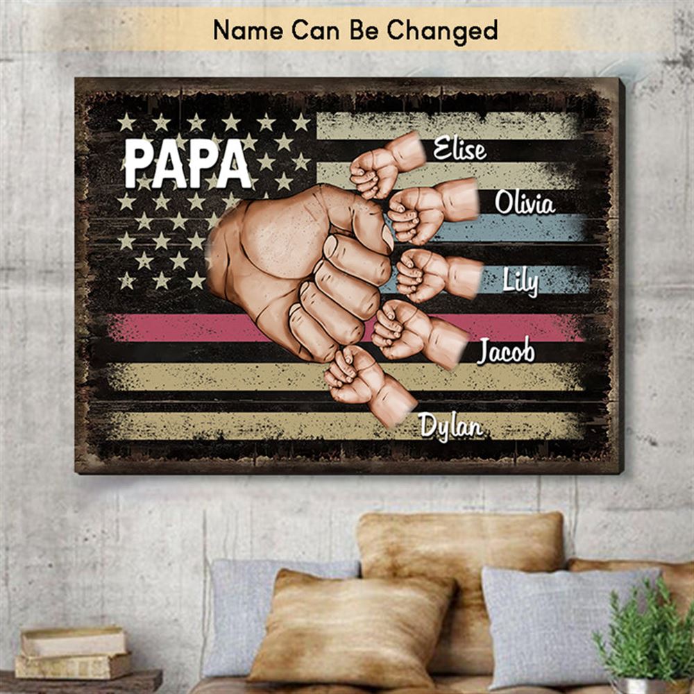 Papa Flag Hand Art Flag Canvas