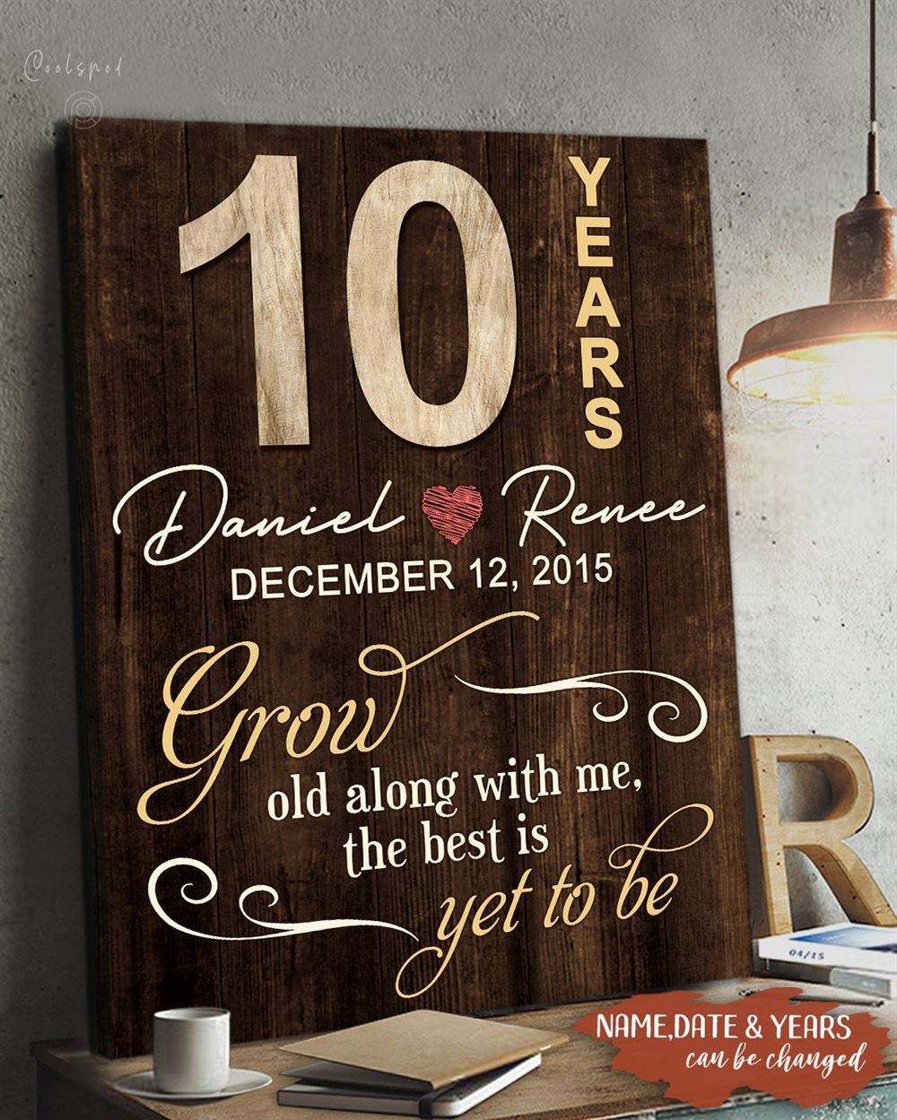 Personalized Anniversary Gift Art Canvas 10 Years Grow Old Along With Top 10 Benicee