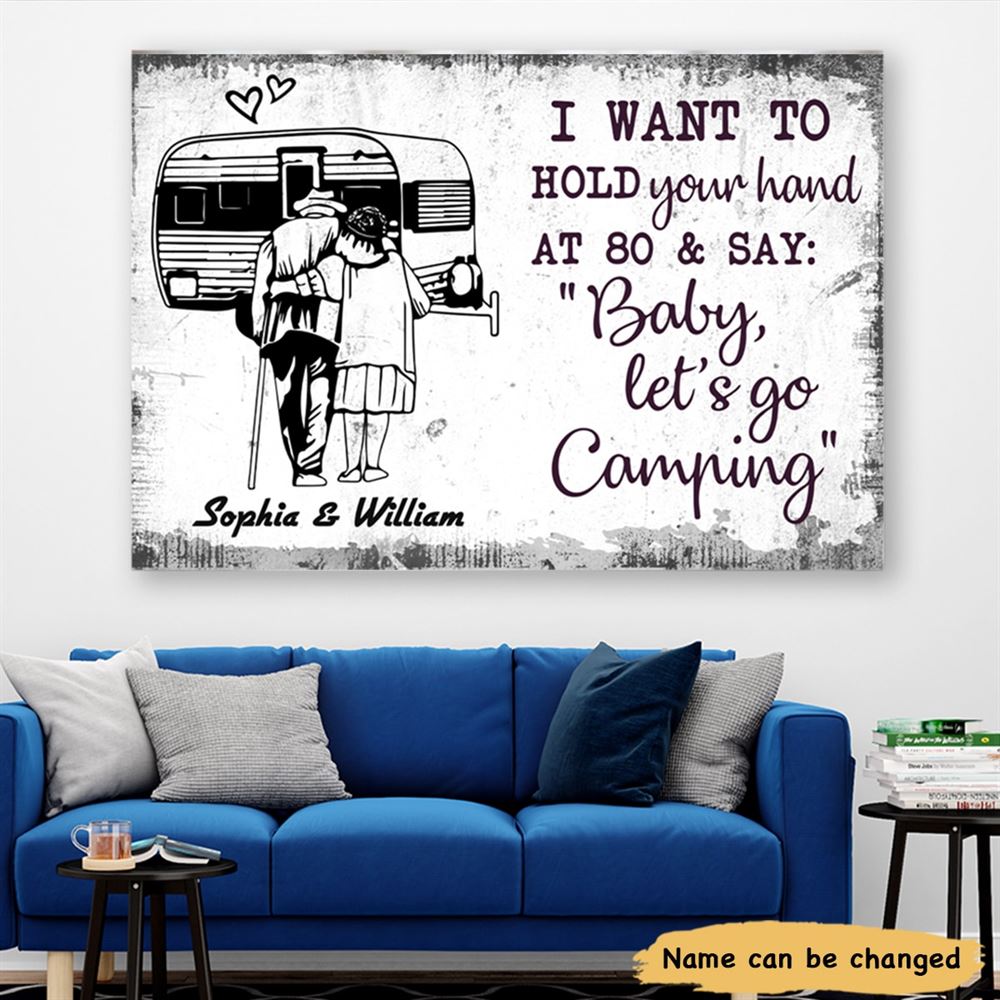 Personalized Camping Sketch Hold Your Hand Customized Canvas Poster