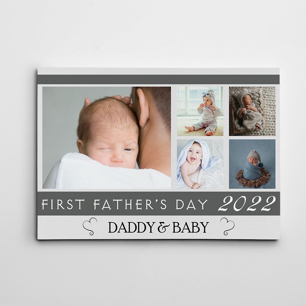 Personalized Canvas First Fathers Day Photo Collage Canvas Print First Dad Gift