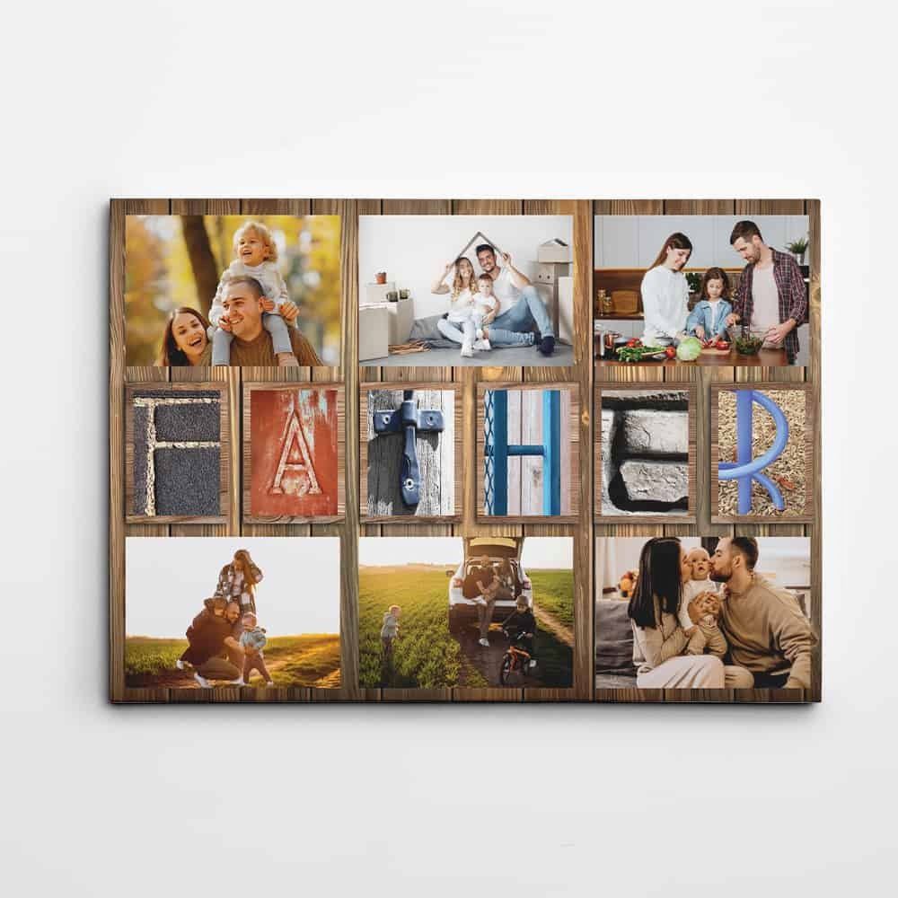 Personalized Canvas For Father Father Letter Art Custom Photo Collage Canvas Print Dads Gift