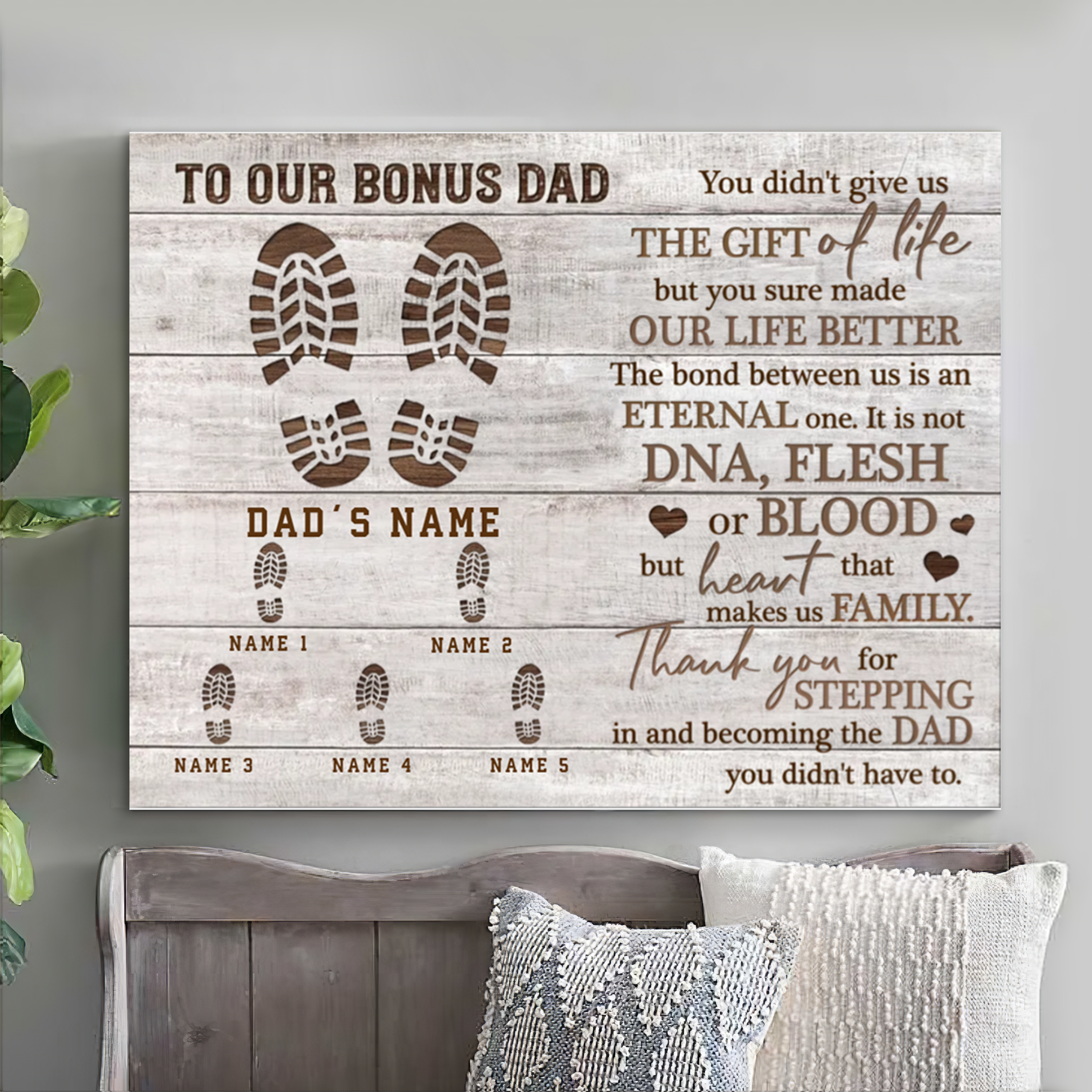 Personalized Canvas Gift For Bonus Dad Bonus Dad Gift On Fathers Day Bonus Dad Gifts From Daughter