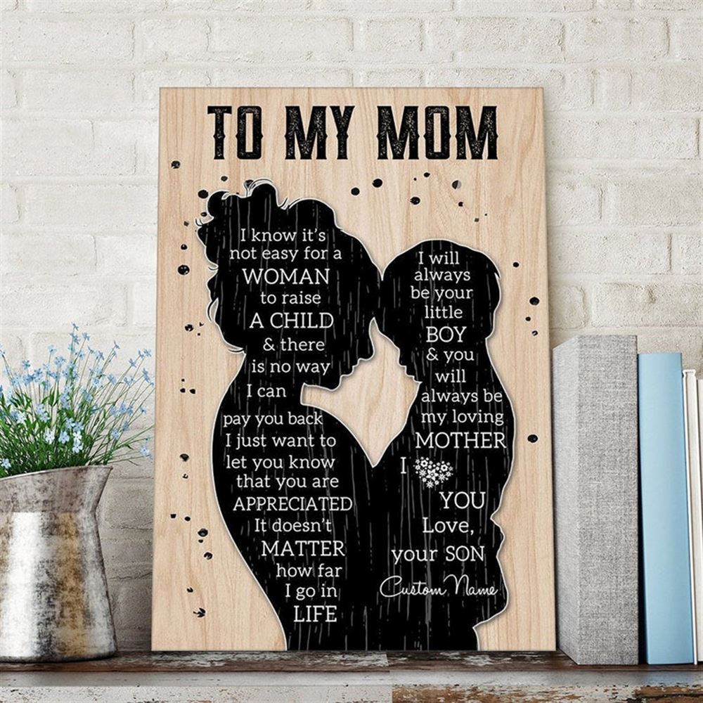 Personalized Canvas Mothers Day Gifts From Son Mom Gift From Son Mother Son Gift Mothers Day Gifts