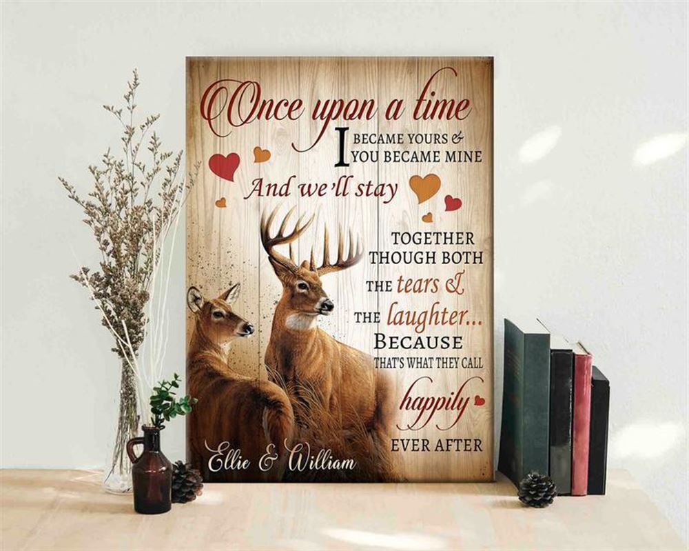 Personalized Couple Deer Canvas Valentine Day Gifts For Him Gift For Her Once Upon A Time I Became Y