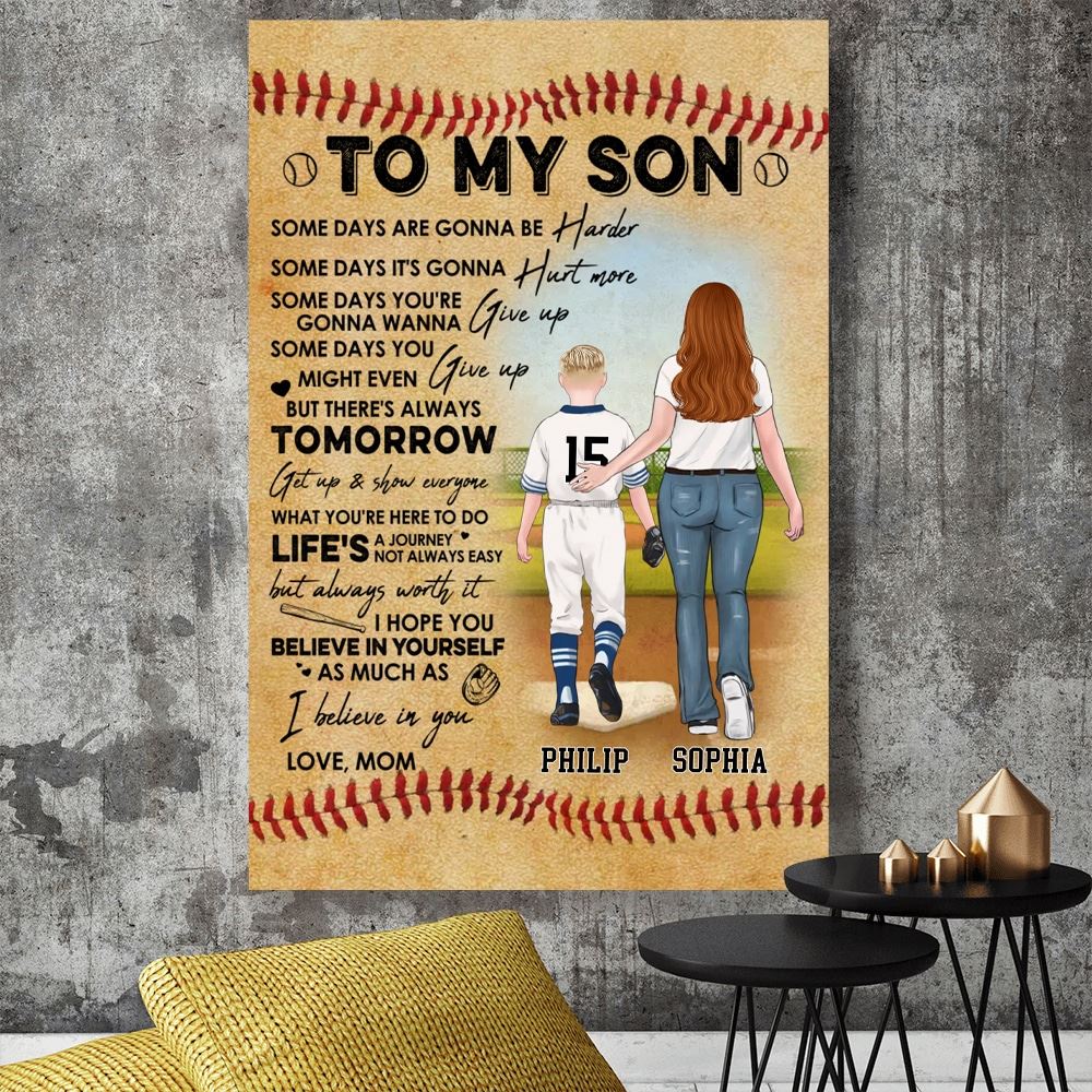 Personalized Custom Baseball Postercanvas Christmasbirthday Gift Idea For Son To My Son