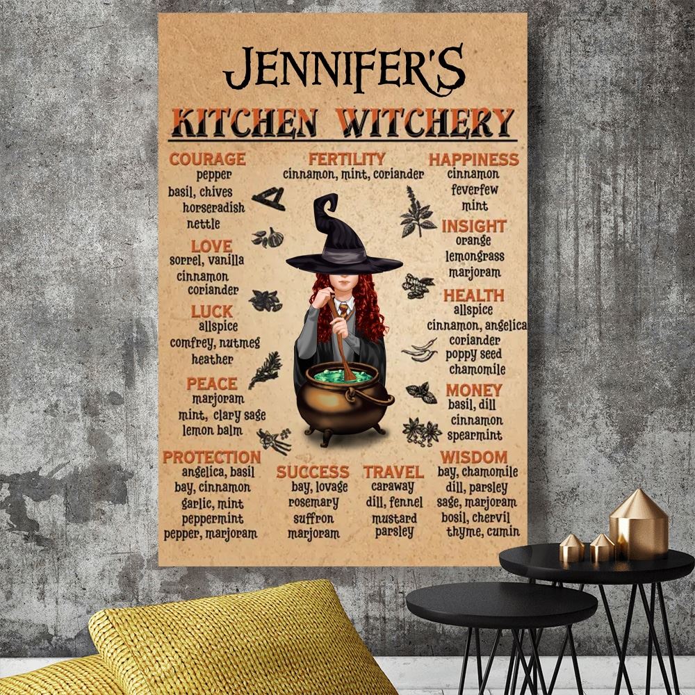 Personalized Custom Kitchen Witchery Poster Canvas Gift Idea For Halloween Witches Friends