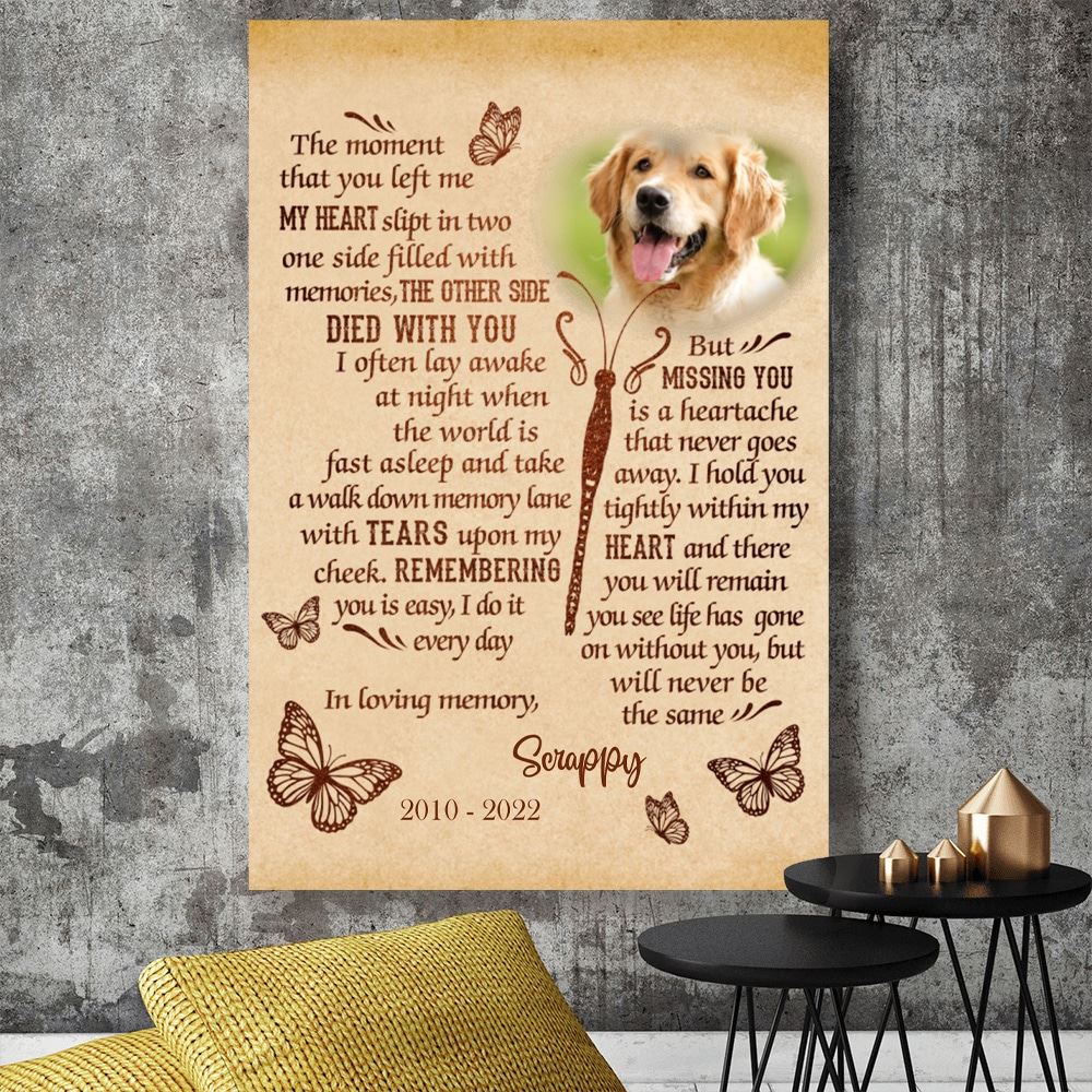 Personalized Custom Photo Memorial Dog Poster Canvas Memorial Gift For Dog Lovers Ill Be Waiting At The Door