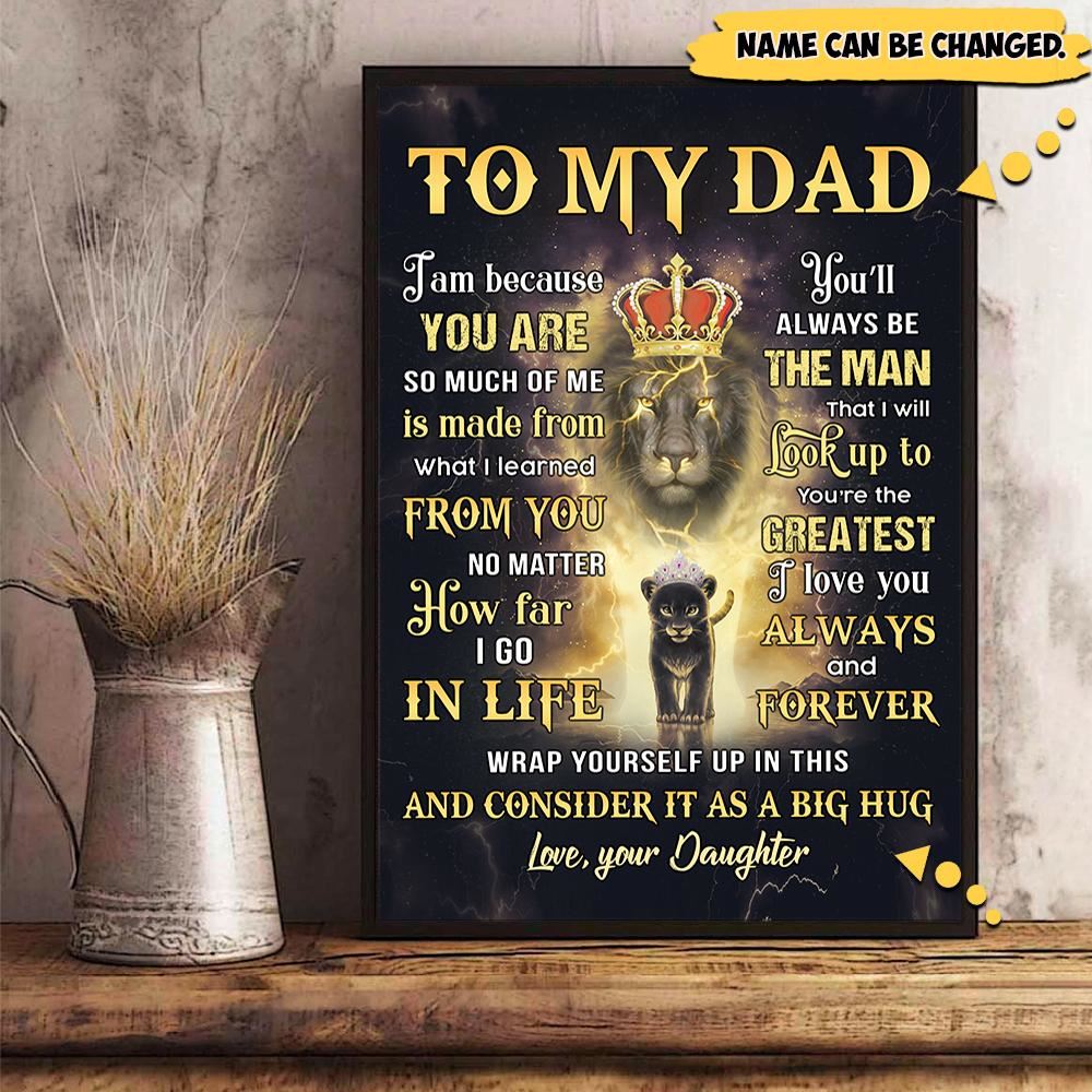 Personalized Dad Lion Canvas Wall Art Fathers Day Canvas Dads Gift From Daughter Son