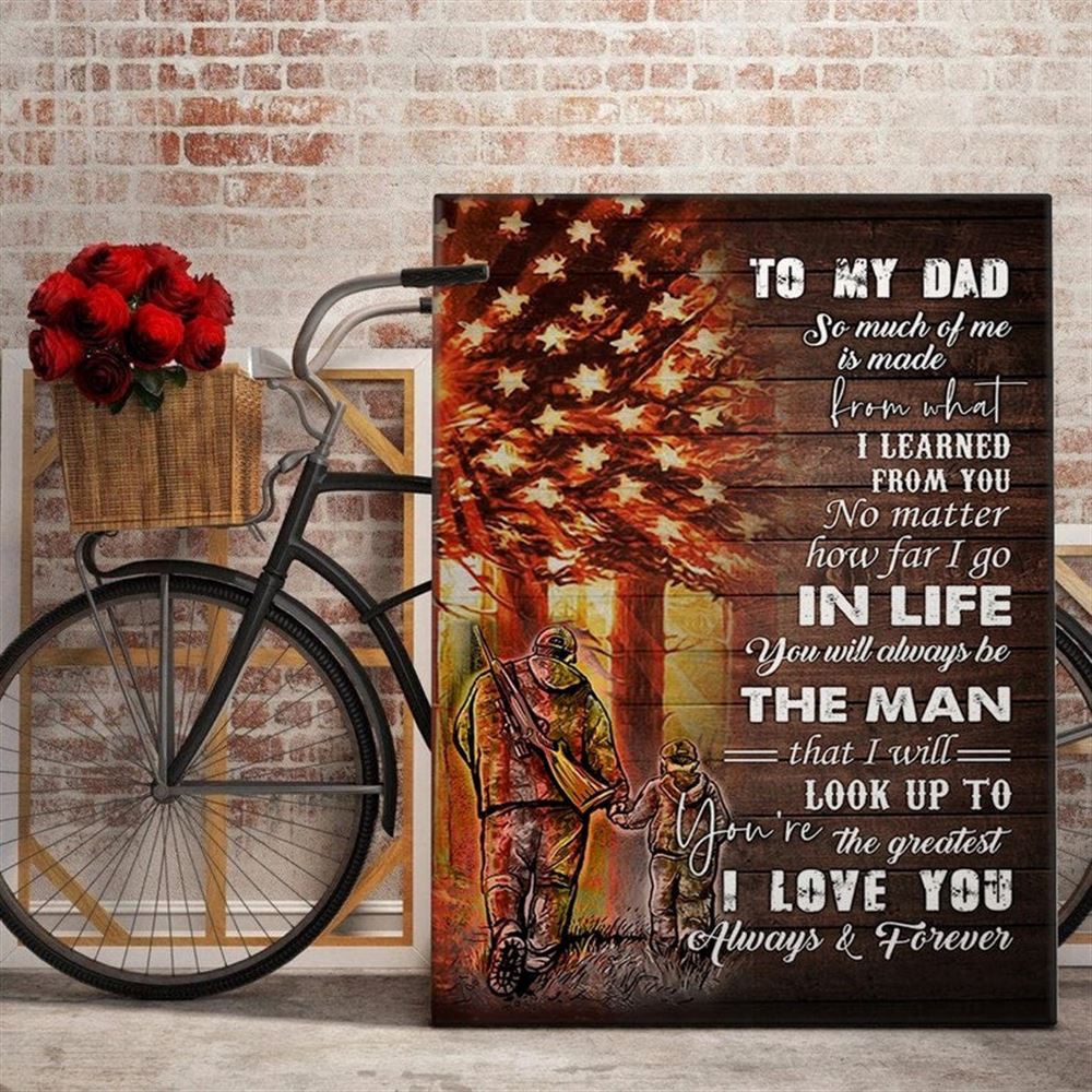 Personalized Deer Hunting Canvas Father And Son Hunting Wall Art American Flag Background