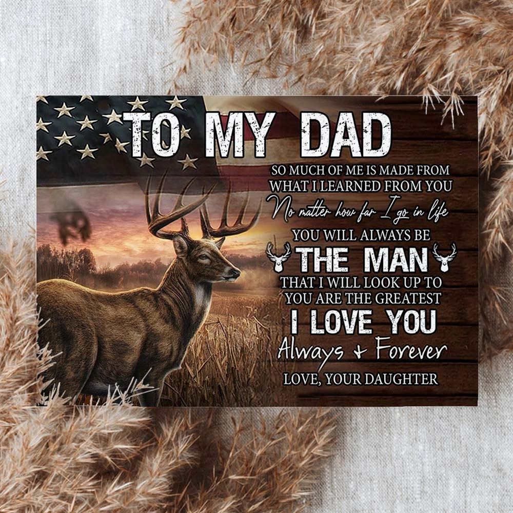 Personalized Deer Hunting Canvas Gift For Dad From Daughter Wall Art For Father